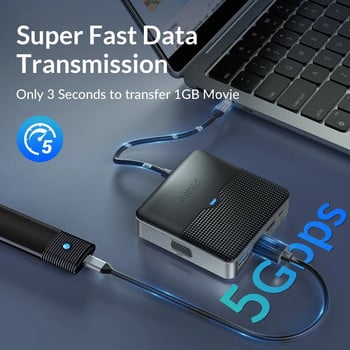 Βάση σύνδεσης ORICO Τύπου C USB 3.0 HUB 4K60Hz Προσαρμογέας RJ45 PD συμβατός με HDMI για Macbook Αξεσουάρ PC iPad Air M1 Splitter