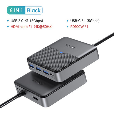 ORICO C-tüüpi dokkimisjaam USB 3.0 jaotur 4K60Hz HDMI-ühilduv RJ45 PD-adapter Macbooki iPad Air M1 arvutitarvikute jaoturi jaoks