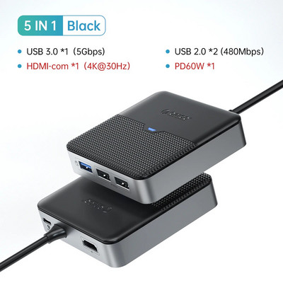 ORICO C-tüüpi dokkimisjaam USB 3.0 jaotur 4K60Hz HDMI-ühilduv RJ45 PD-adapter Macbooki iPad Air M1 arvutitarvikute jaoturi jaoks