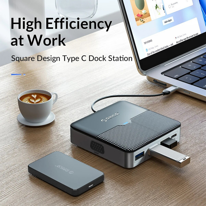 ORICO C-tüüpi dokkimisjaam USB 3.0 jaotur 4K60Hz HDMI-ühilduv RJ45 PD-adapter Macbooki iPad Air M1 arvutitarvikute jaoturi jaoks