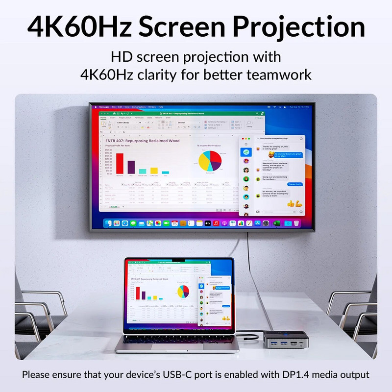 ORICO C-tüüpi dokkimisjaam USB 3.0 jaotur 4K60Hz HDMI-ühilduv RJ45 PD-adapter Macbooki iPad Air M1 arvutitarvikute jaoturi jaoks