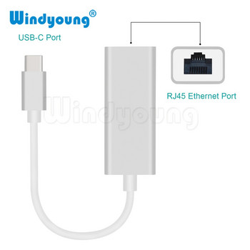 Τύπος C σε RJ45 Προσαρμογέας δικτύου USB C σε Ethernet Προσαρμογέας 10/100Mbps USB Type-C Κάρτα δικτύου USB C σε Ethernet για MacBook Chromebook