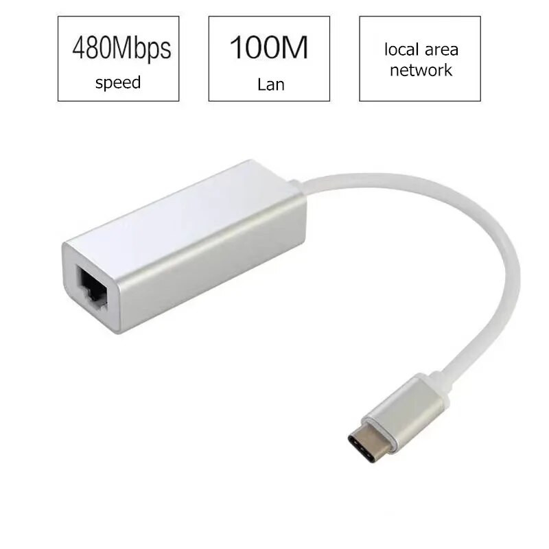 Τύπος C σε RJ45 Προσαρμογέας δικτύου USB C σε Ethernet Προσαρμογέας 10/100Mbps USB Type-C Κάρτα δικτύου USB C σε Ethernet για MacBook Chromebook