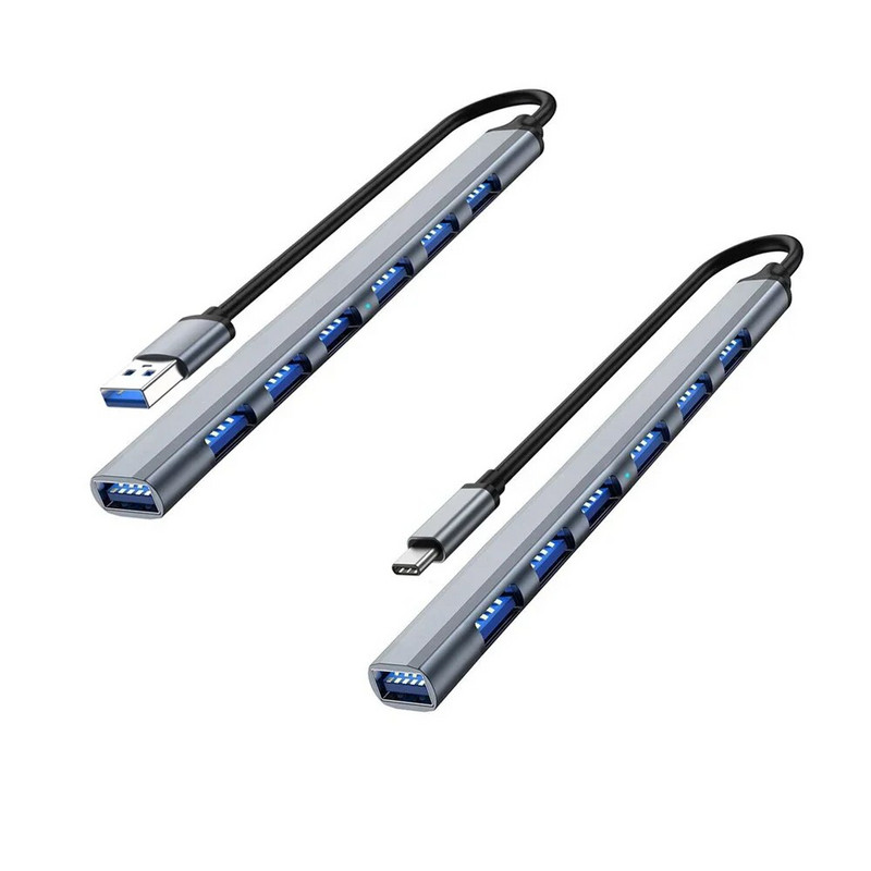 USB 3.0 centrmezgls USB centrmezgls 3.0 USB sadalītājs 7 portu vairāku paplašinātāju C tipa centrmezgla OTG adapteris klēpjdatora datora cietā diska peles tastatūrai