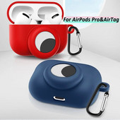 2 in 1 Korpusa vāciņš Silikona aizsarguzmava AirPods Pro austiņām Pretnozaudēšanas aizsargapvalks AirTags meklētāja piederumam