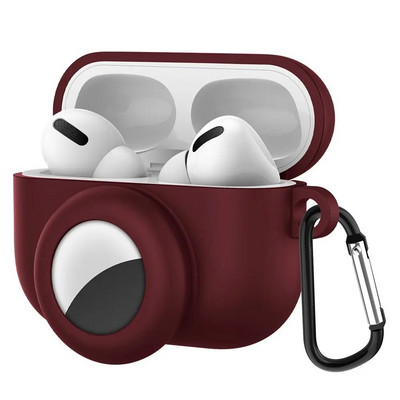 2 in 1 Korpusa vāciņš Silikona aizsarguzmava AirPods Pro austiņām Pretnozaudēšanas aizsargapvalks AirTags meklētāja piederumam
