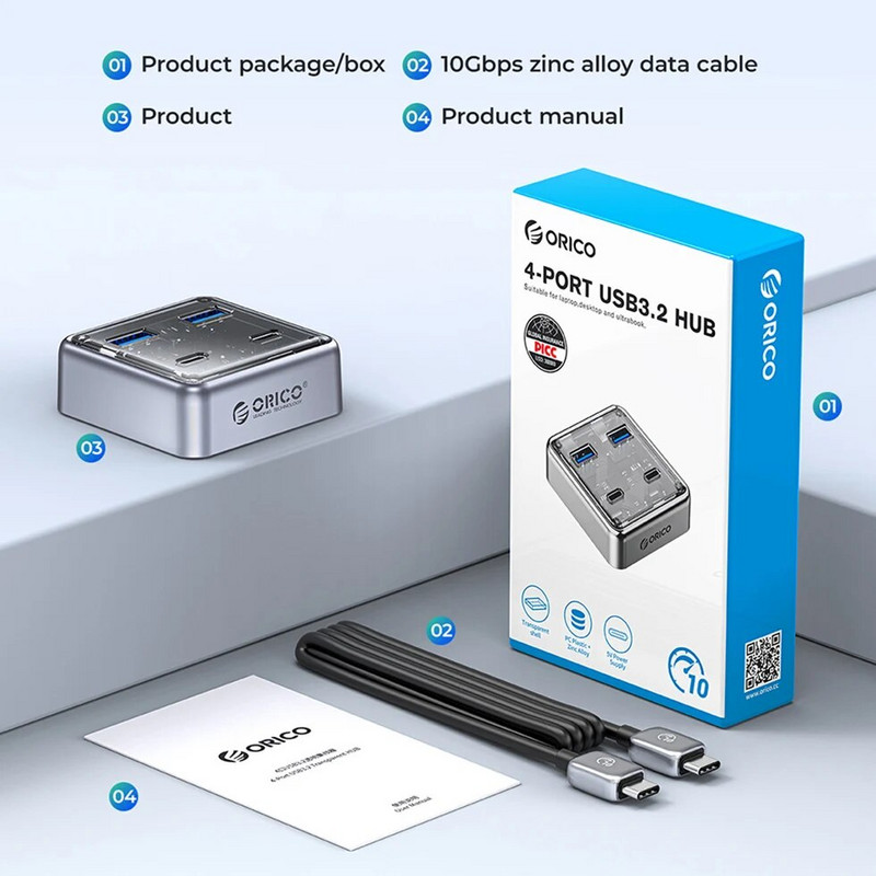 ORICO višestruki USB A tip C portovi Splitter Hub 4 10Gbps USB 3.1 utor Dock Station Multi USB3.0 ekstenzorski adapter za prijenosno računalo