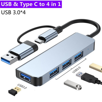 2 în 1 4/5/7/8 porturi USB C Expander USB 3 Hub tip C Splitter tip C Adaptor multiport Dock Expander USB pentru tableta telefonului Xiaomi