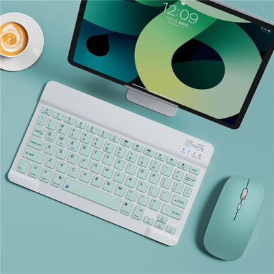 Tastatură fără fir Bluetooth pentru tabletă ipad Tastatură spaniolă și mouse Mini kit tastatură rusă pentru ipad Pro 12 9 Air 4 S6 Lite