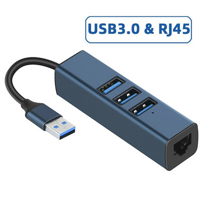 Hub USB din aliaj de aluminiu Hub 3 0 Splitter USB Mai multe porturi Hub multiplu USB 3.0 Extensor Hab Accesorii pentru computer cu RJ45