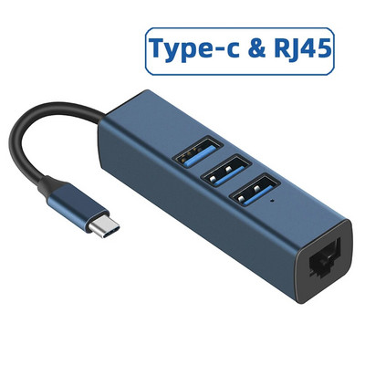 Hub USB din aliaj de aluminiu Hub 3 0 Splitter USB Mai multe porturi Hub multiplu USB 3.0 Extensor Hab Accesorii pentru computer cu RJ45