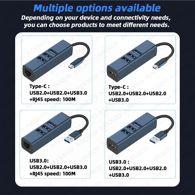 Κράμα αλουμινίου Usb Hub 3 0 Hub Usb Splitter Πολλές θύρες Multi Usb Hub 3.0 Hab Extensor Αξεσουάρ υπολογιστή με RJ45
