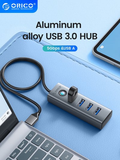 ORICO 4 portos USB 3.0 HUB alumínium ötvözet Plug and Play mini socket hub/USB Splitter 4 portos 5Gbps nagy sebességű átvitel