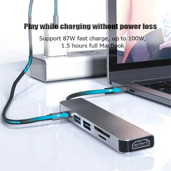 USB C HUB 4K 30Hz Τύπος C σε HDMI Συμβατό με PD 87W USB Splitter Προσαρμογέας USB για Macbook Air Pro USB3.0 HUB TF SD Multi Converter