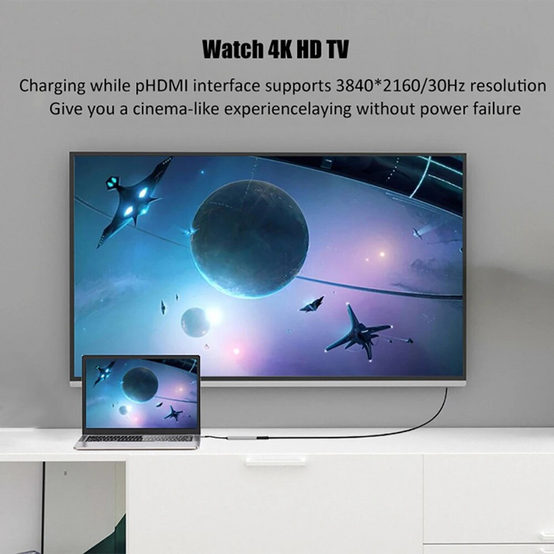 USB C HUB 4K 30Hz Τύπος C σε HDMI Συμβατό με PD 87W USB Splitter Προσαρμογέας USB για Macbook Air Pro USB3.0 HUB TF SD Multi Converter