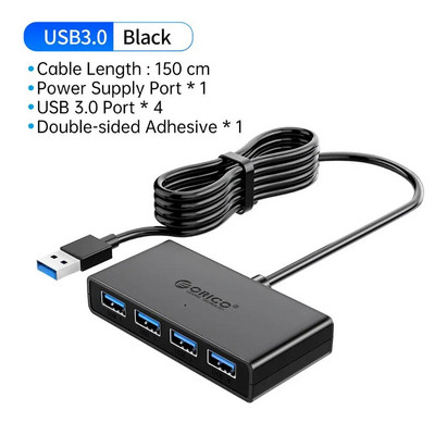 ORICO Hub USB Multi USB 3.0 Hub USB Splitter Kiire 4 Port Kõik ühes PC Windows Mac Arvutitarvikud 30/100/150cm