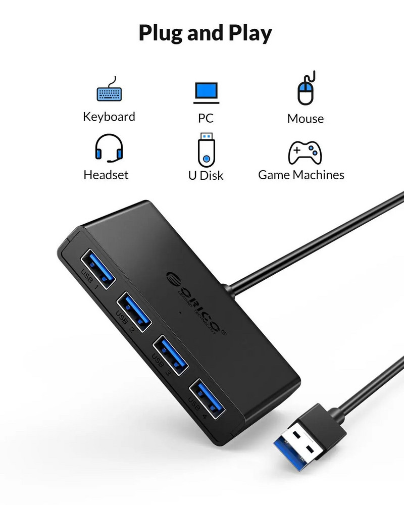 ORICO Hub USB Multi USB 3.0 Hub USB Splitter Kiire 4 Port Kõik ühes PC Windows Mac Arvutitarvikud 30/100/150cm
