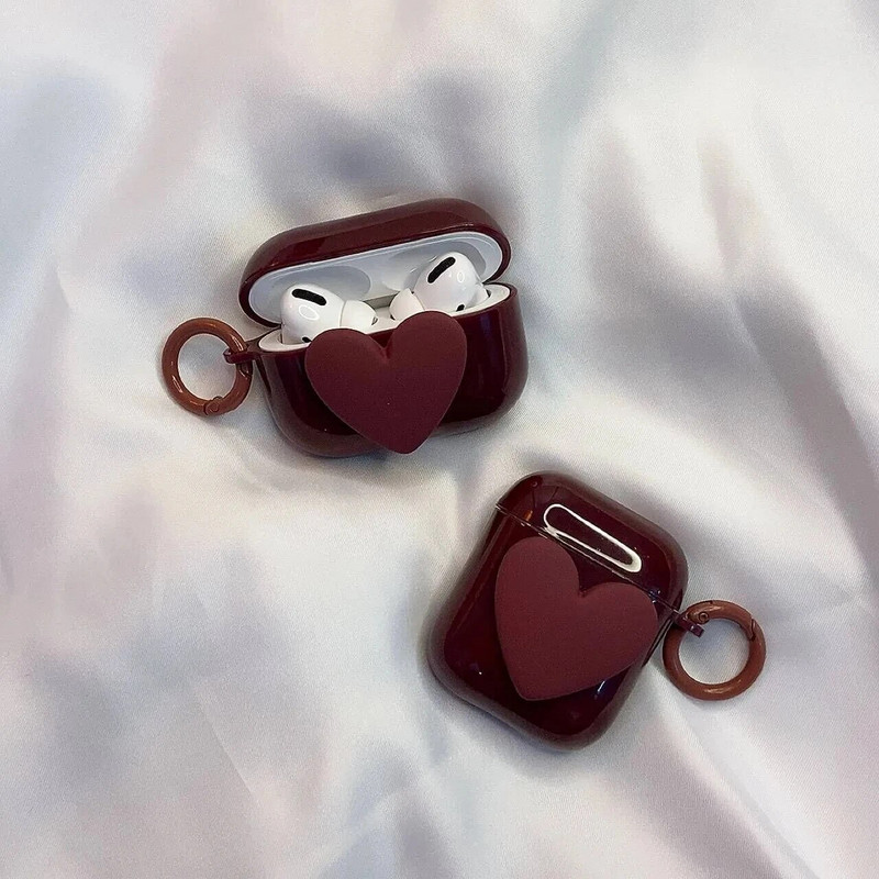 Armas 3D südamega kõrvaklappide ümbris AirPodide jaoks 1 2 Pro Case läbipaistev TPU Air pods 3 Bluetoothi kõrvaklappide laadimiskarp koos võtmehoidjaga
