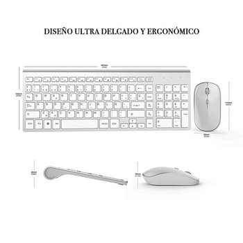 Безжична клавиатура и мишка，Ергономичен дизайн Пълноразмерна клавиатура мишка 2400 DPI，Испания/нас/UK/Русия оформление/Франция Черно и розово