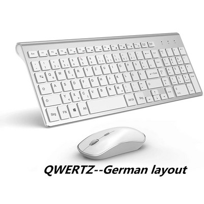 Bežična tipkovnica i miš，Ergonomski dizajn Miš s tipkovnicom pune veličine 2400 DPI，Izgled Španjolska/SAD/UK/Rusija/Francuska Crna i ružičasta