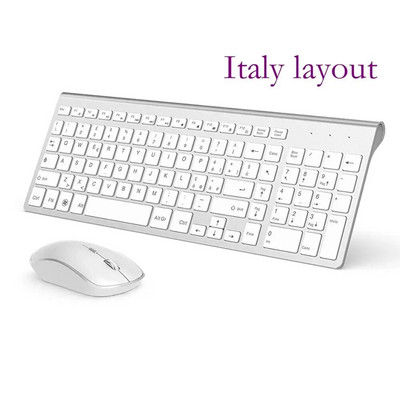 Bežična tipkovnica i miš，Ergonomski dizajn Miš s tipkovnicom pune veličine 2400 DPI，Izgled Španjolska/SAD/UK/Rusija/Francuska Crna i ružičasta