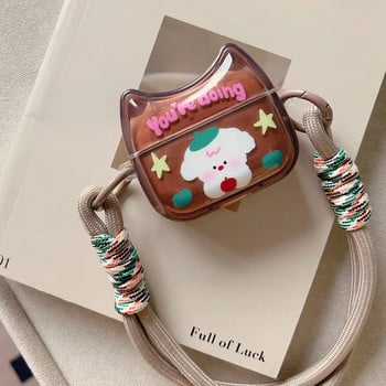 Cute Cartoon Dog Handbag Design Καφέ θήκη ακουστικών για Apple AirPods 1 2 Pro 2rd 3 Ασύρματο κάλυμμα κουτιού Bluetooth με σχοινί καρπού