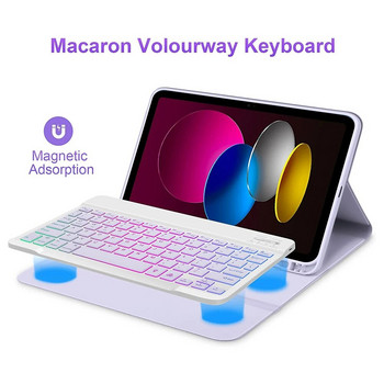 Magic Keyboard Безжична клавиатура с магнитен калъф за клавиатура Bluetooth-съвместима клавиатура Mute Typing за iPad 10-то поколение 10,9 инча