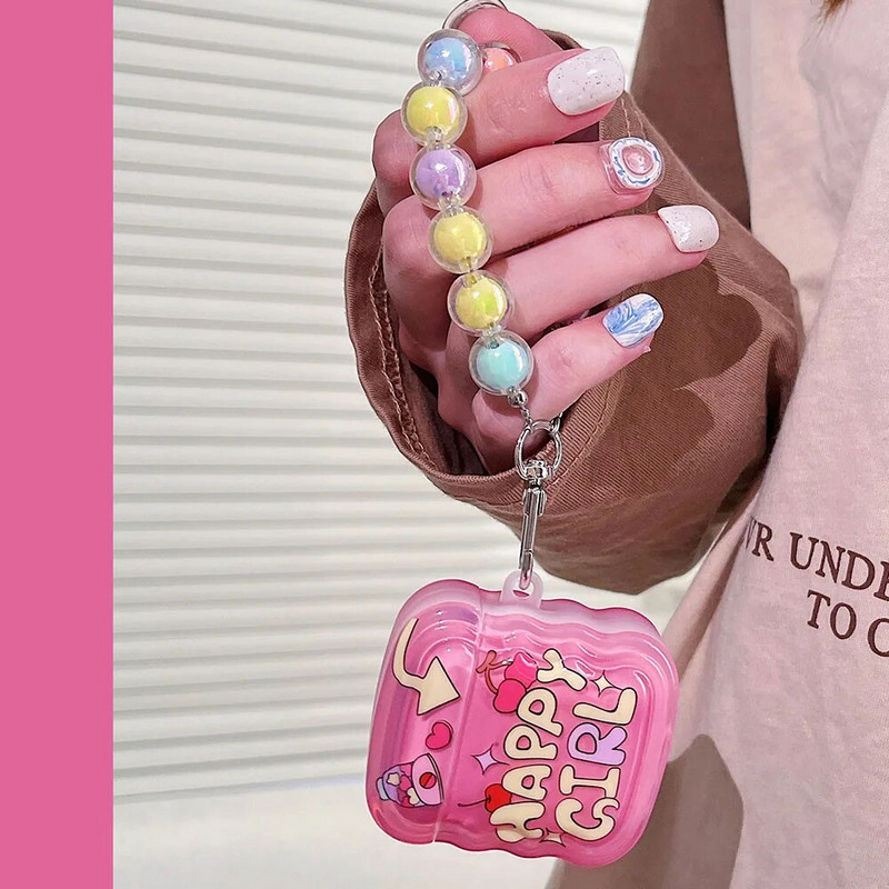 Κορέα Αγγλική Καρδιά Διαφανής Θήκη Ακουστικών Διακοσμητικά Μπρελόκ για Apple AirPods Pro 2 1 3 Wave Cover Αντικραδασμικό κουτί