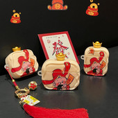 Get Rich God of Wealth Τρισδιάστατη θήκη Aold Ingot For Apple Airpods Pro 2 1 3 Funny Cartoon 2024 Νέο Έτος Κάλυμμα ακουστικών Φούντες Κρεμαστό