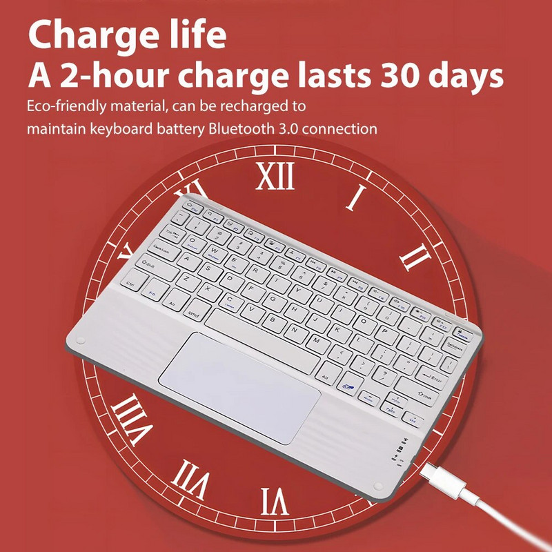 CASEPOKE 10 ιντσών ασύρματο πληκτρολόγιο Bluetooth με επιφάνεια αφής για Samsung iPad Xiaomi Lenovo Huawei Universal Tablet Keyboard