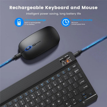 10-инчова Bluetooth безжична клавиатура за таблет ipad Английска клавиатура и мишка Комплект мини клавиатура за ipad Pro 12 9 Air 4 S6 Lite