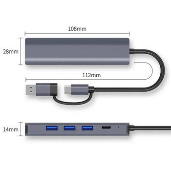 USB C HUB USB-C USB-A Multiport Adapter Type C USB 3.0 Data Transfer Gigabit Ethernet RJ45 Докинг станция за MacBook Pro