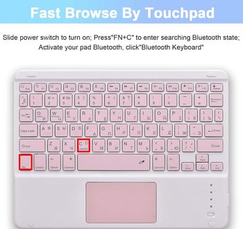 Ρωσικό ποντίκι πληκτρολογίου για iOS Android Tablet Windows Επαναφορτιζόμενο φορητό πληκτρολόγιο αφής Bluetooth για iPad Huawei Xiaomi