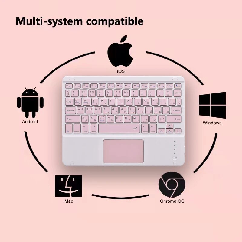 Ρωσικό ποντίκι πληκτρολογίου για iOS Android Tablet Windows Επαναφορτιζόμενο φορητό πληκτρολόγιο αφής Bluetooth για iPad Huawei Xiaomi