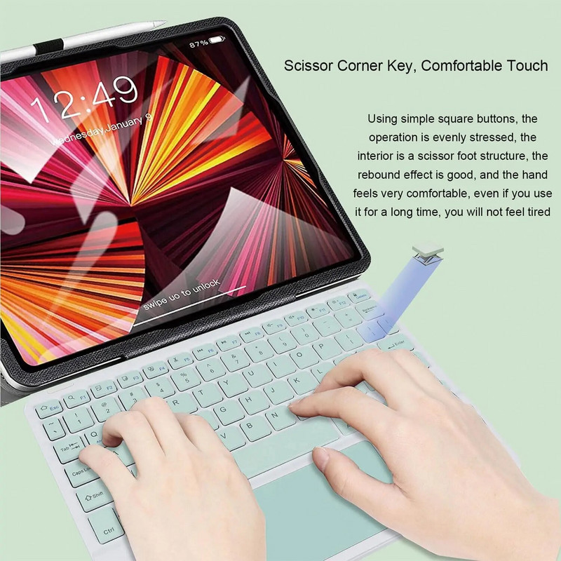 Ρωσικό ποντίκι πληκτρολογίου για iOS Android Tablet Windows Επαναφορτιζόμενο φορητό πληκτρολόγιο αφής Bluetooth για iPad Huawei Xiaomi