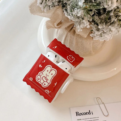 Cute Line Rabbit Case uusaasta punane Apple Airpods 1 2 3 3D kommikarp Air Pods Pro 2 kõrvaklappide kaitsekatte tarvikud