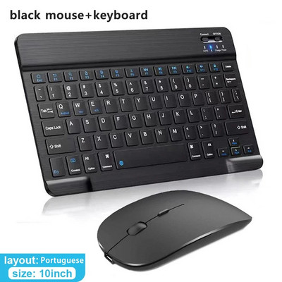 Mouse cu tastatură fără fir Bluetooth pentru tabletă IOS Android Windows pentru iPad Air Mini Pro Spaniolă Coreeană Portugalia Rusă