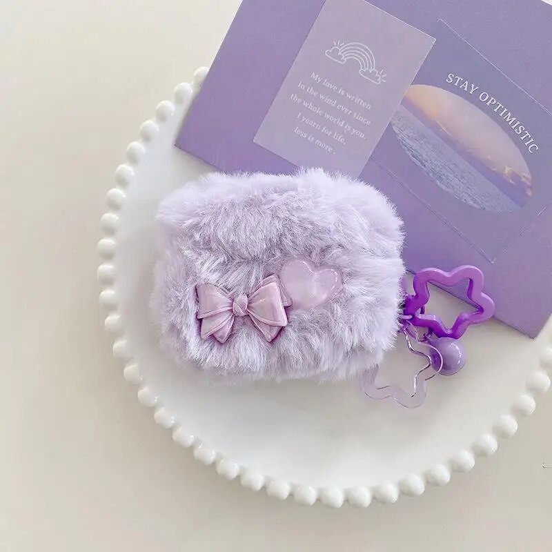 Mielas pliušinis dėklas Apple Airpods Pro 2 USB C dangtelis Lovely Heart Girl Protective Coque for Airpods 3 3rd 2 Pro Pro2 Case Shell