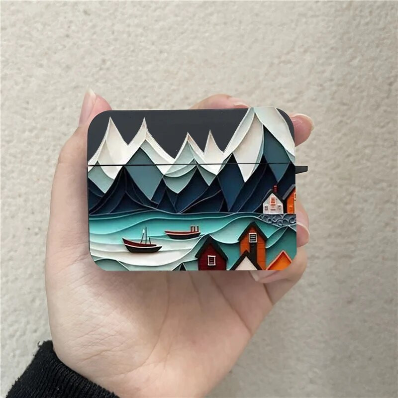 Χαριτωμένη θήκη ακουστικών 2D Landscape Art για For Apple Airpods 1 2 3 Scenery Soft Προστατευτική θήκη ακουστικών για Air Pod Pro 2 Shells