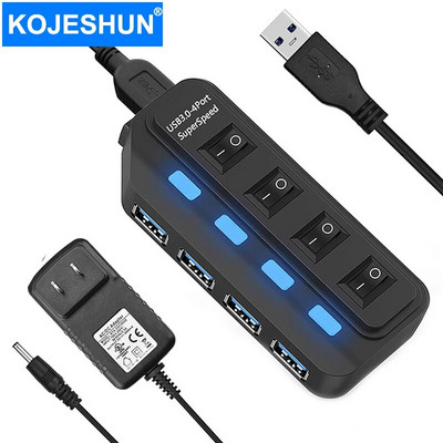 4 porta USB 3.0 HUB 5Gbps High Speed Expander Multi USB Splitter Adapter s LED lampom za PC Računalo Laptop Dodaci