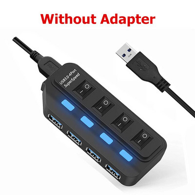 4 θύρες USB 3.0 HUB 5Gbps High Speed Expander Multi USB Splitter Adapter με λυχνία LED για Αξεσουάρ φορητού υπολογιστή υπολογιστή