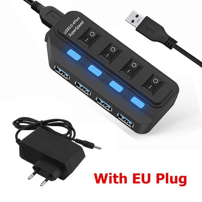 4 θύρες USB 3.0 HUB 5Gbps High Speed Expander Multi USB Splitter Adapter με λυχνία LED για Αξεσουάρ φορητού υπολογιστή υπολογιστή