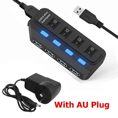 4 θύρες USB 3.0 HUB 5Gbps High Speed Expander Multi USB Splitter Adapter με λυχνία LED για Αξεσουάρ φορητού υπολογιστή υπολογιστή