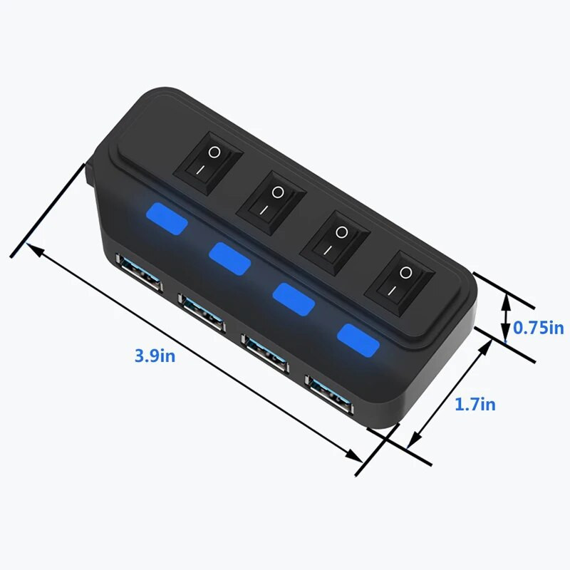 4 θύρες USB 3.0 HUB 5Gbps High Speed Expander Multi USB Splitter Adapter με λυχνία LED για Αξεσουάρ φορητού υπολογιστή υπολογιστή