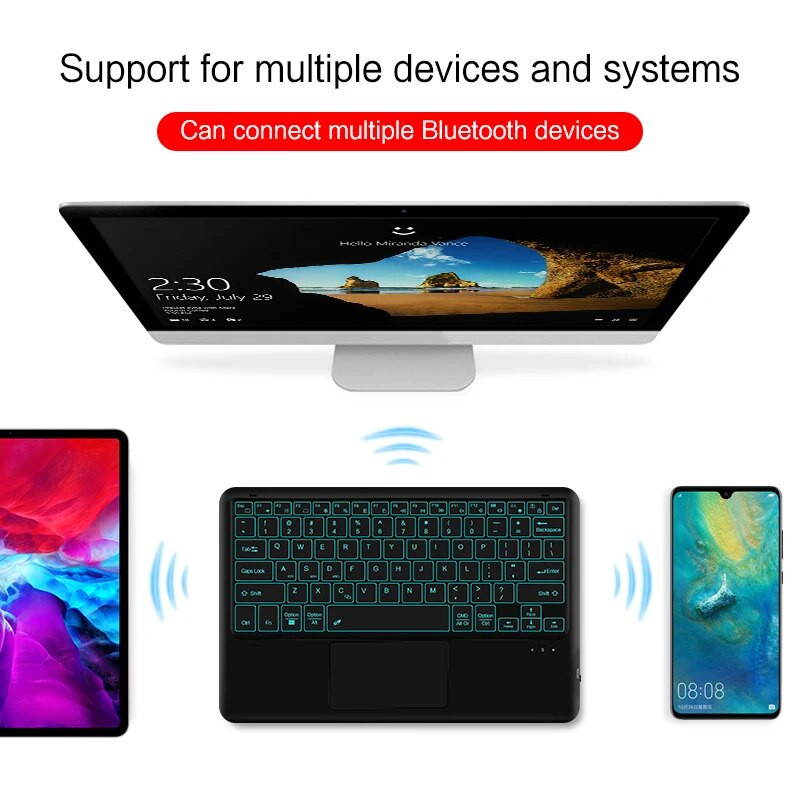 HUWEI iPadi telefoni klaviatuurile Taustvalgustusega juhtmeta klaviatuur Bluetooth Samsung Huawei iPad Surface Lenovo 12,3–12,9-tollise tahvelarvuti jaoks