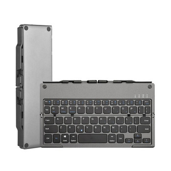 AJIUYU Сгъваема безжична клавиатура със стойка за iPad Таблет Лаптоп Телефон Мини клавиатура Немски Испански за Windows IOS Android
