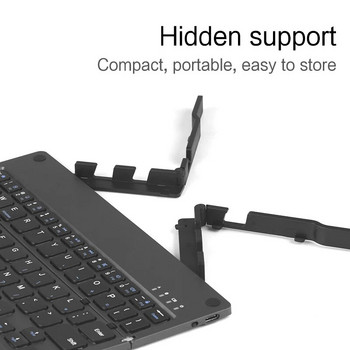 AJIUYU Сгъваема безжична клавиатура със стойка за iPad Таблет Лаптоп Телефон Мини клавиатура Немски Испански за Windows IOS Android