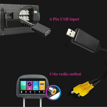 USB към Cvbs Видео изход Адаптер към RCA интерфейс Кабел usb вход 2 порта vedio outbut към Авто радио Аксесоари Android TV Player