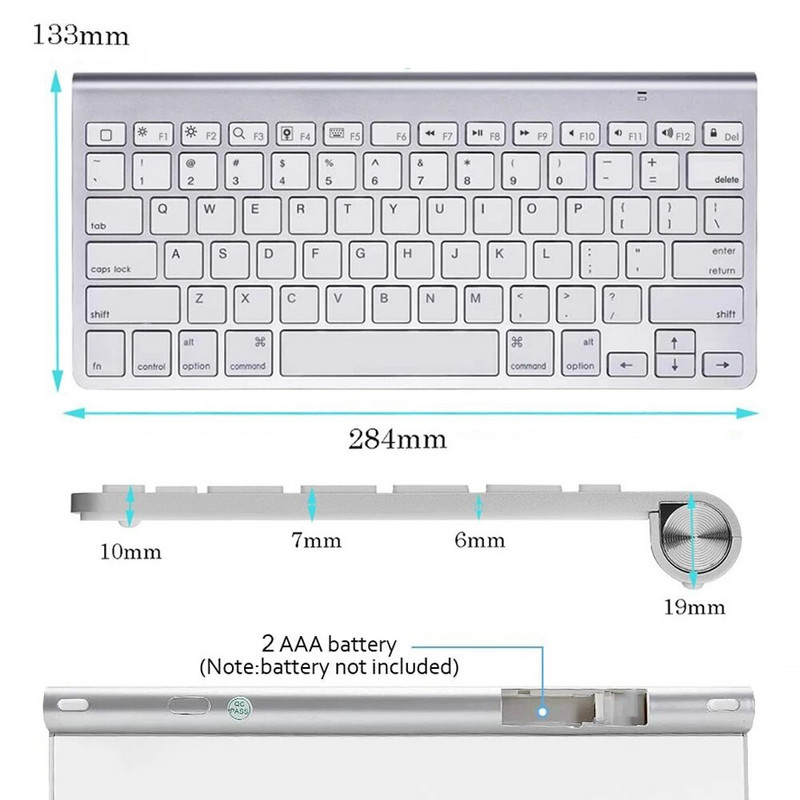 Īpaši plānā Apple stila Bluetooth tastatūra zema trokšņa līmeņa bezvadu tastatūra Kompakta tastatūra operētājsistēmai IOS Windows Android