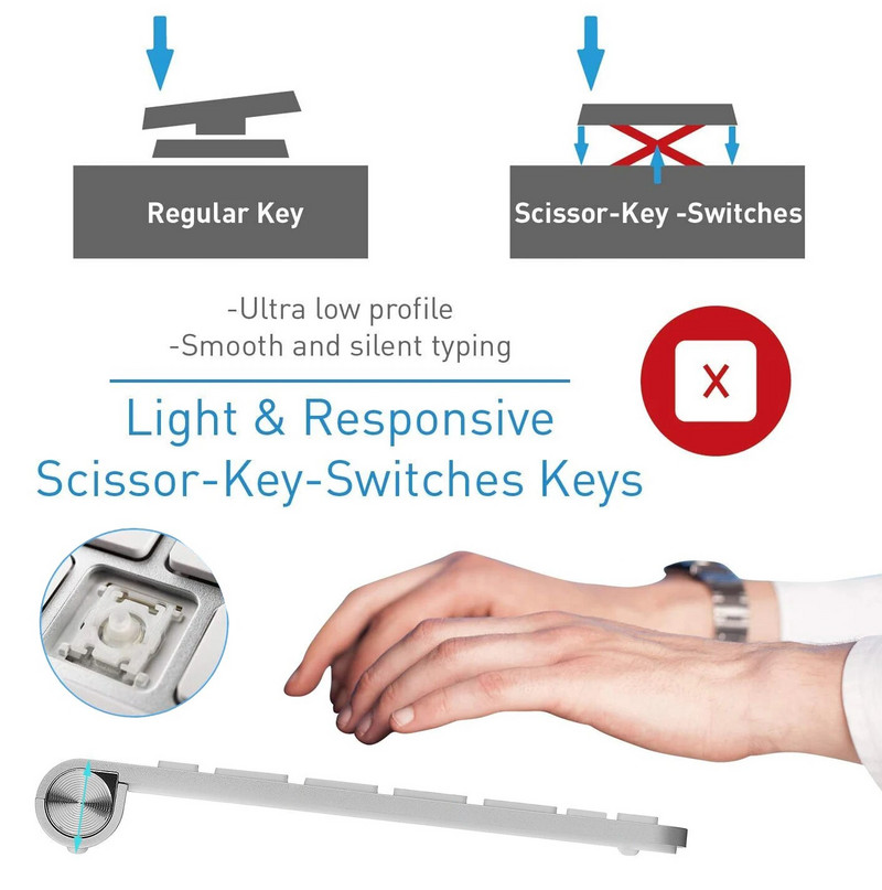 Īpaši plānā Apple stila Bluetooth tastatūra zema trokšņa līmeņa bezvadu tastatūra Kompakta tastatūra operētājsistēmai IOS Windows Android